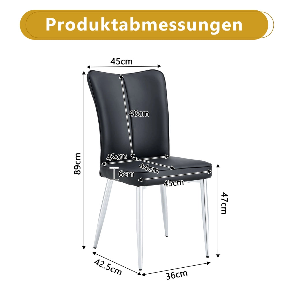 Set di 2 sedie da pranzo in PU nero con gambe argento