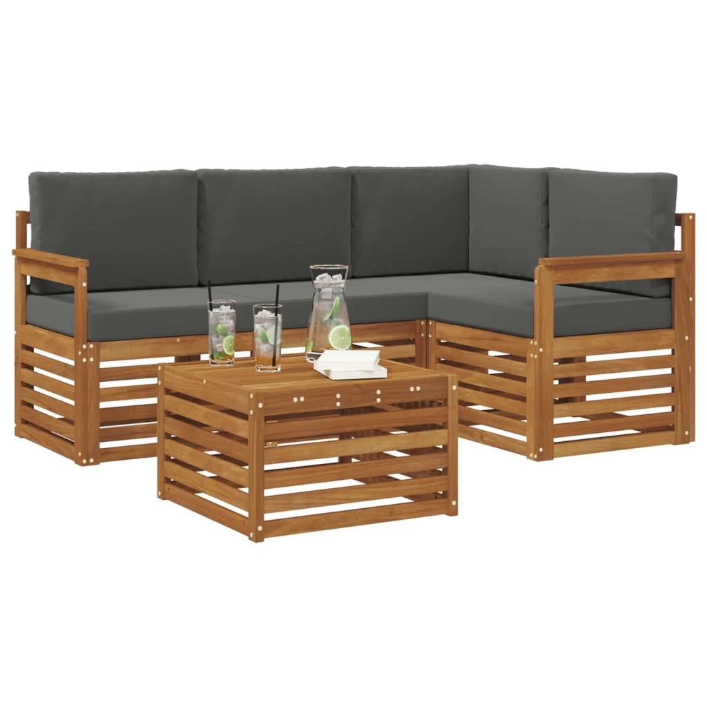 Set di divani da esterno con cuscino 5 pcs Naturale e Antracite