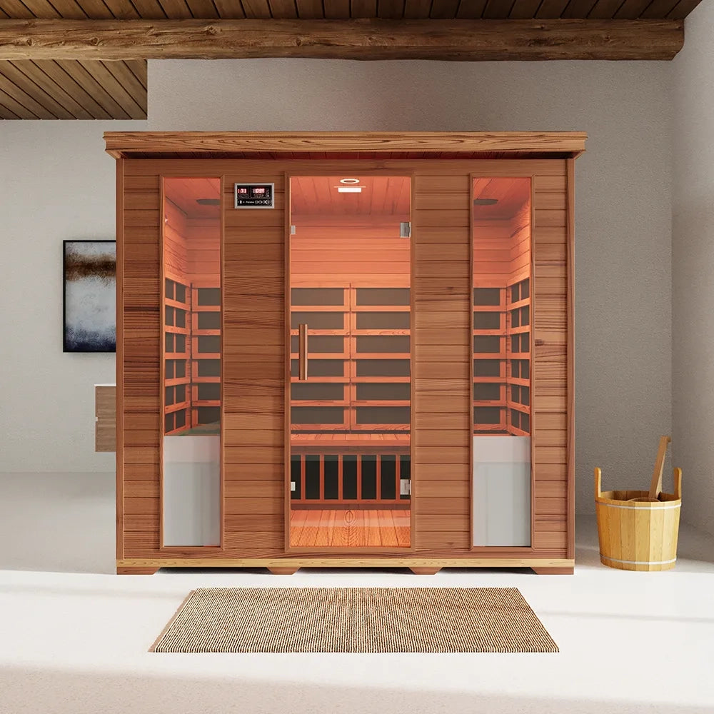 Sauna ad infrarossi 160x210 cm H195 in legno di cedro con radio integrata | Porvoo