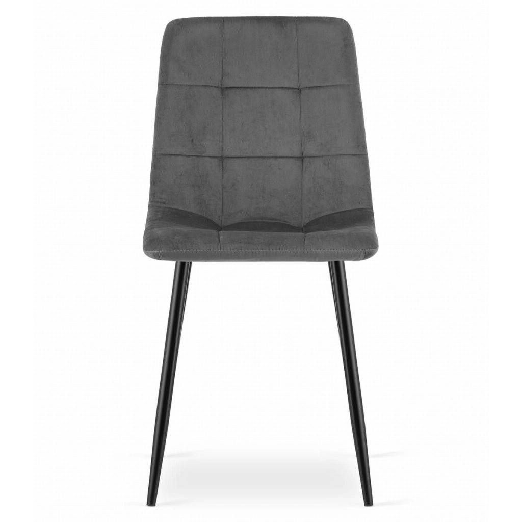 Set di 3 Sedie Kara in Velluto Grigio Antracite