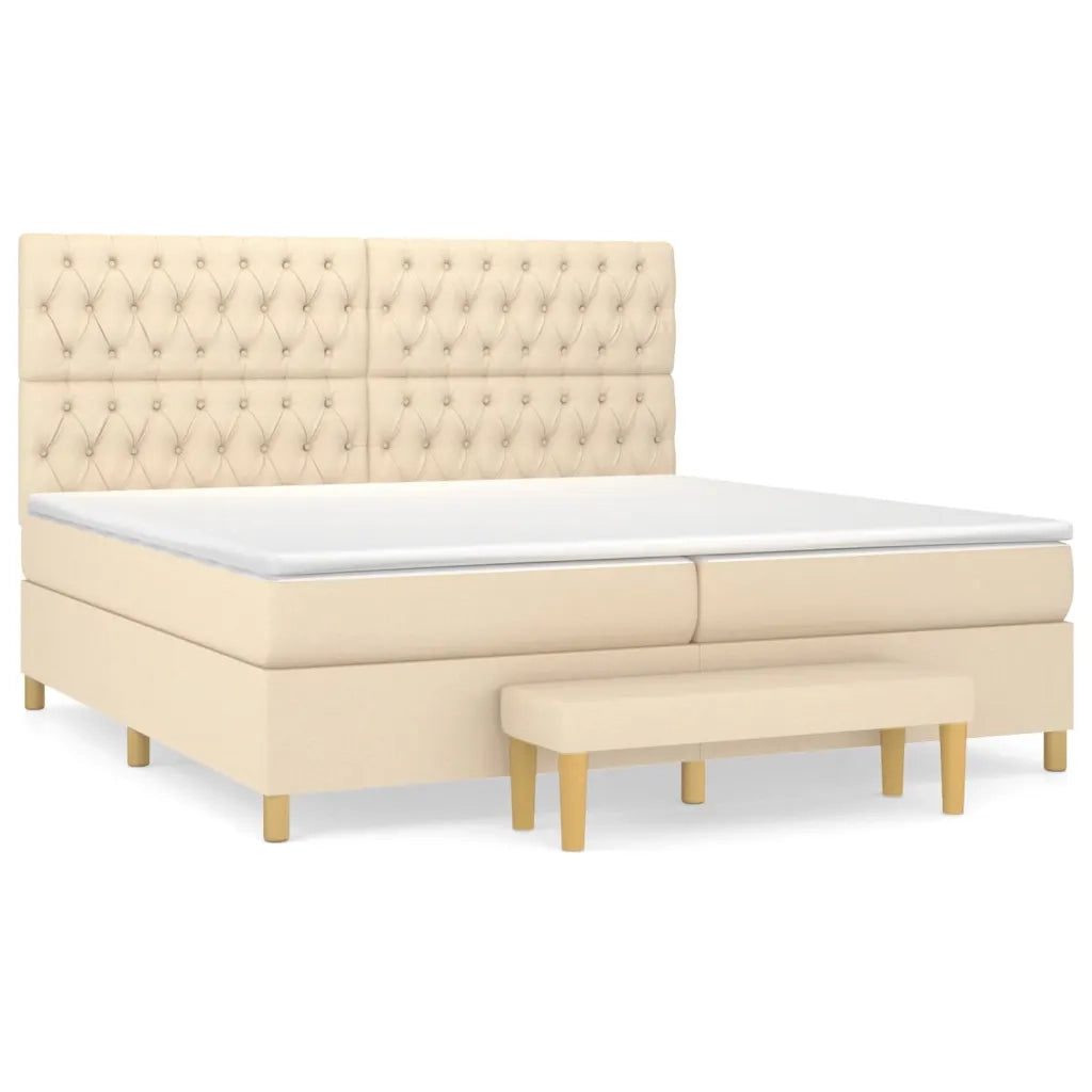 Giroletto a Molle con Materasso Crema 200x200 cm in Tessuto 3137426