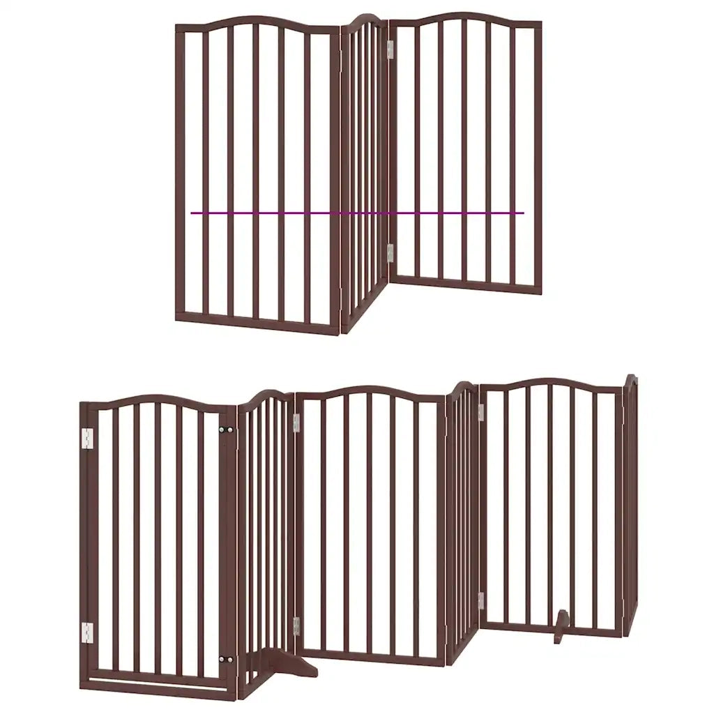 Cancello Cani Porta Pieghevole Marrone 12 Pannelli 600cm Pioppo 3155607