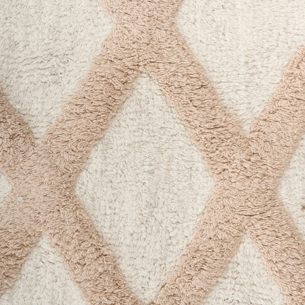 Tappeto Beige Cotone 60 x 90 cm Motivo decorativo geometrico Stile Boho Soggiorno Bambini Stanza dei bambini