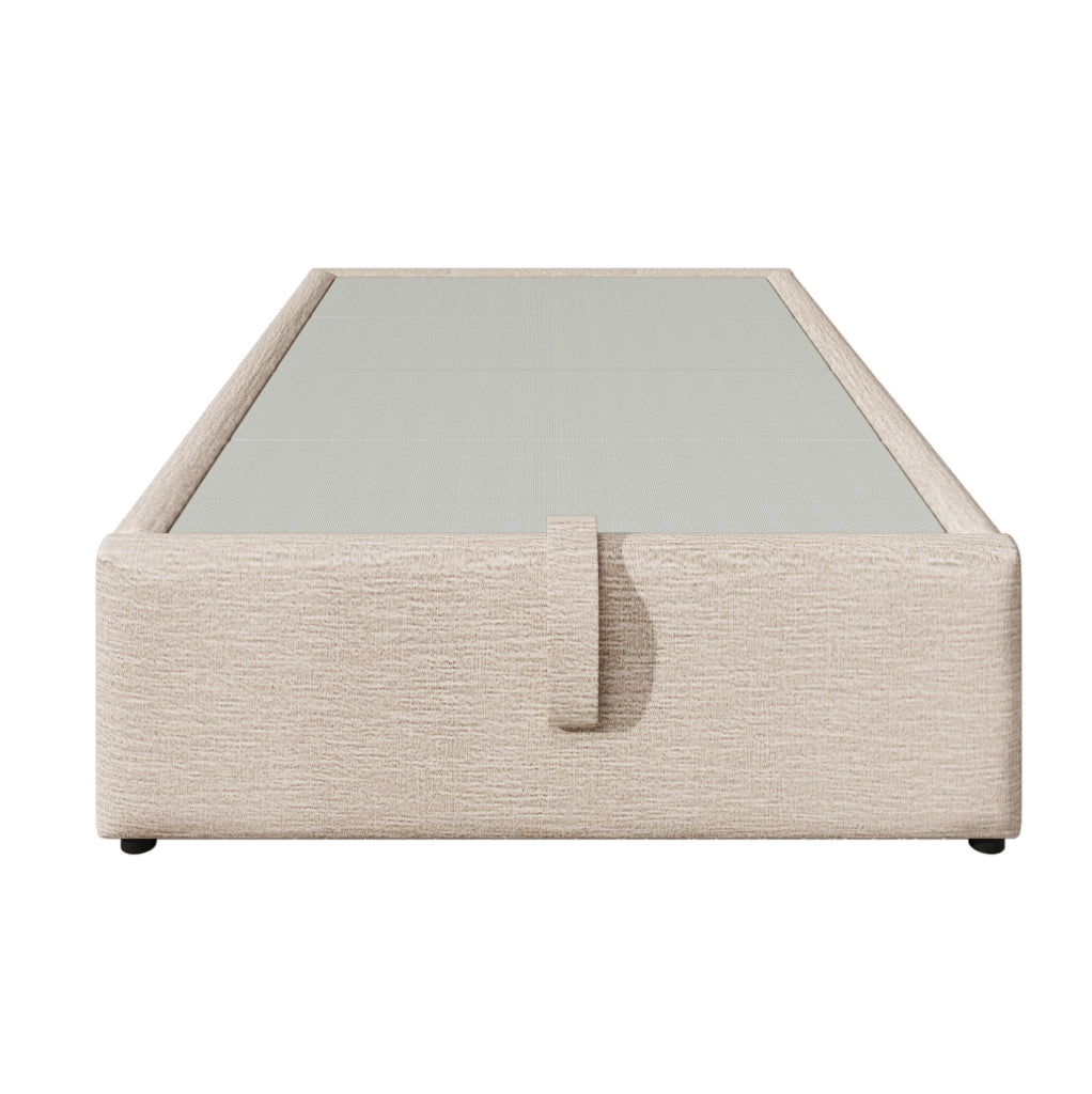 Letto contenitore 90x200 cm con USB C; lino e legno massello