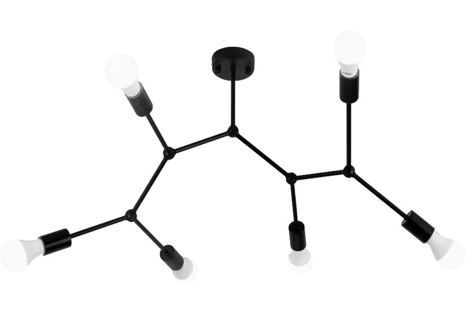 Lampada Da Soffitto Nera Metallo Loft APP737-6C Black