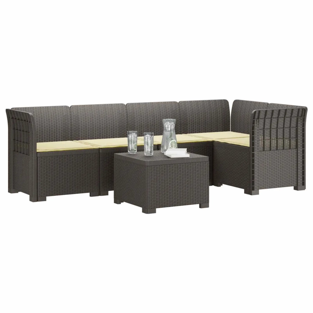 Divano da Giardino 5 Posti con Cuscini Stile Rattan PP 3444082