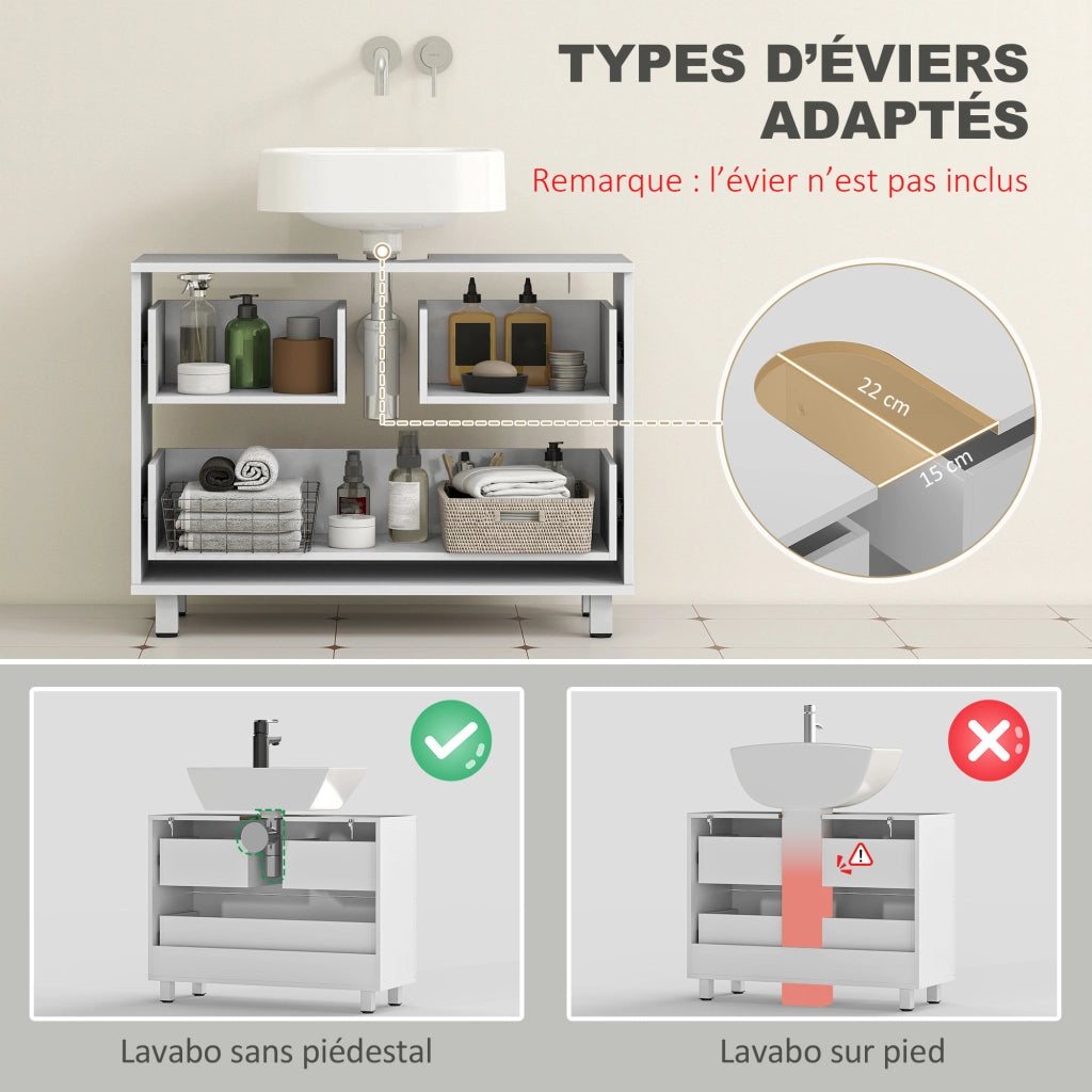 Mobiletto Sottolavabo con 2 Cassetti ¨C Minimal ¨C Bianco 80x30x60