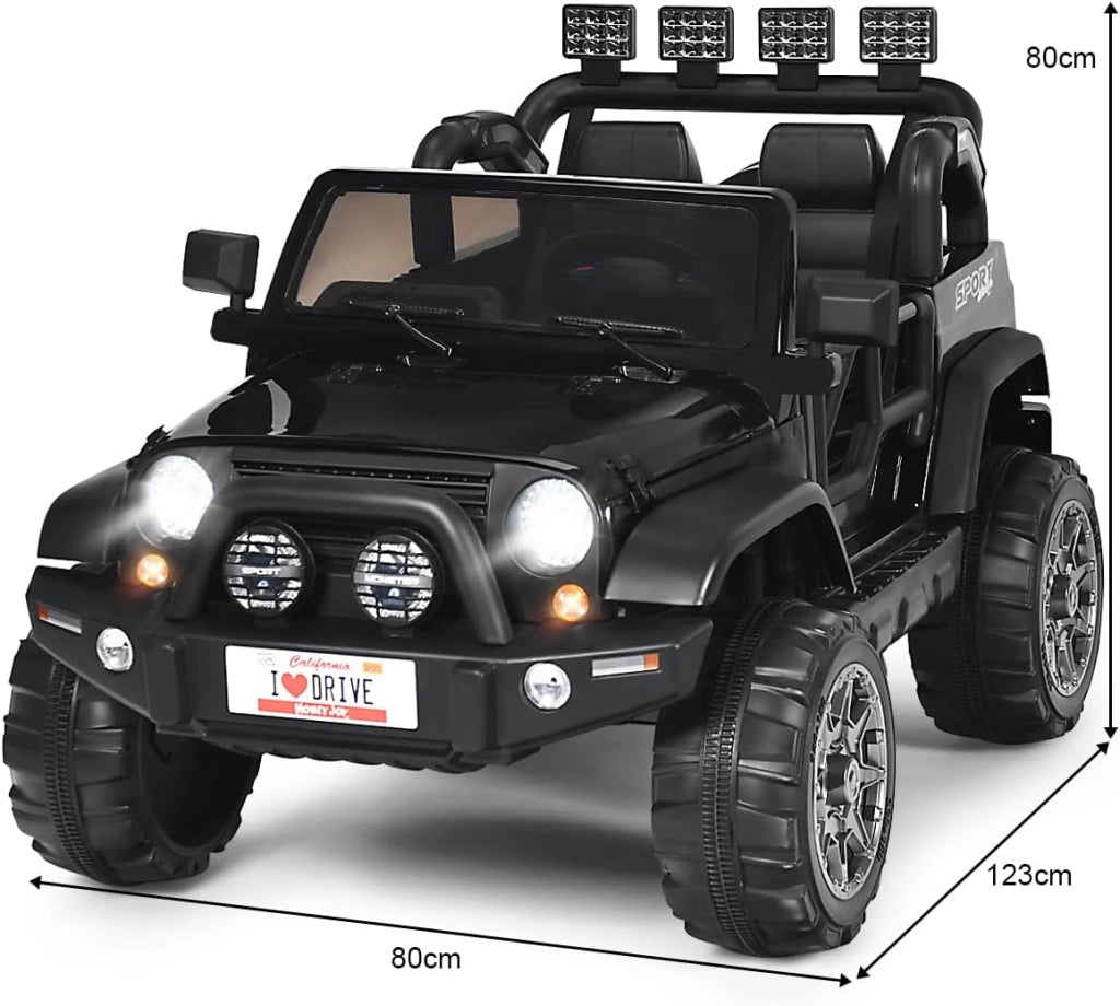 Auto Macchina Elettrica per Bambini 12V, Veicolo Elettrico a Batteria a 2 Posti, con Telecomando 2,4 G, Porta USB e AUX, per Bambini 3+ Anni (Nero)