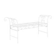 Panca da Giardino Cossila in Metallo con Braccioli Curvi 70 x 147 x 46 cm - Bianco [en.casa]