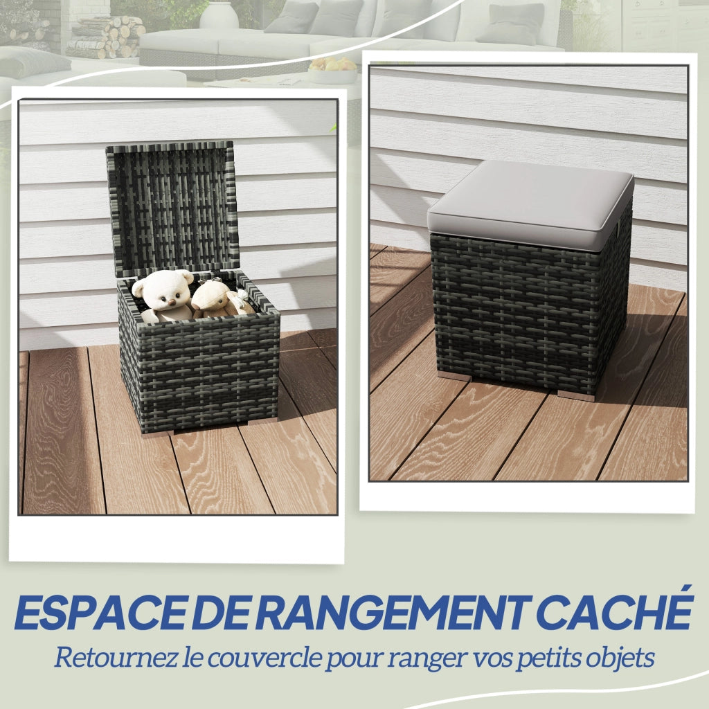 Tavolino da giardino ¨C zephmum ¨C grigio, polirattan, 40x40x41 cm