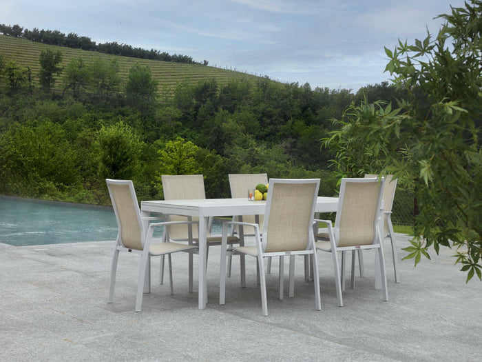 Sedia da Giardino 56,5x65xh93 cm in Alluminio e Texilene Cleveland Bianco