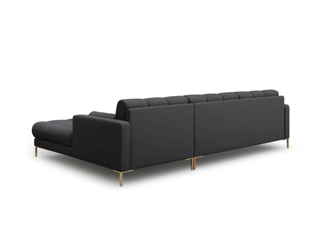 Cosmopolitan Design - Divano angolare destro "Bali" 5 posti in tessuto strutturato grigio scuro 