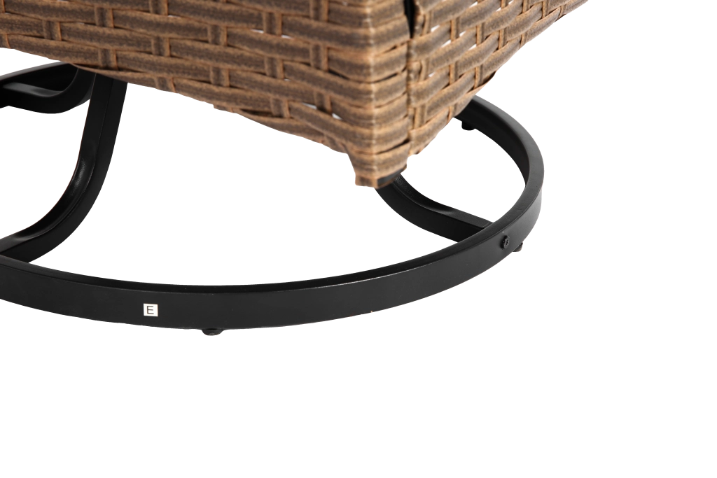 OKWISHPoltrone da giardino con tavolo set da 3 girevoli e basculanti 360° con cuscini in acciaio e rattan sintetico grigio