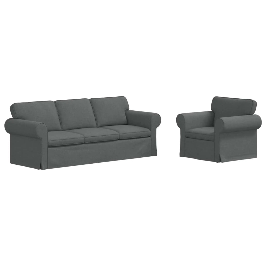 Set di divani 2 pcs Grigio scuro 215 x 82 x 80 cm Tessuto