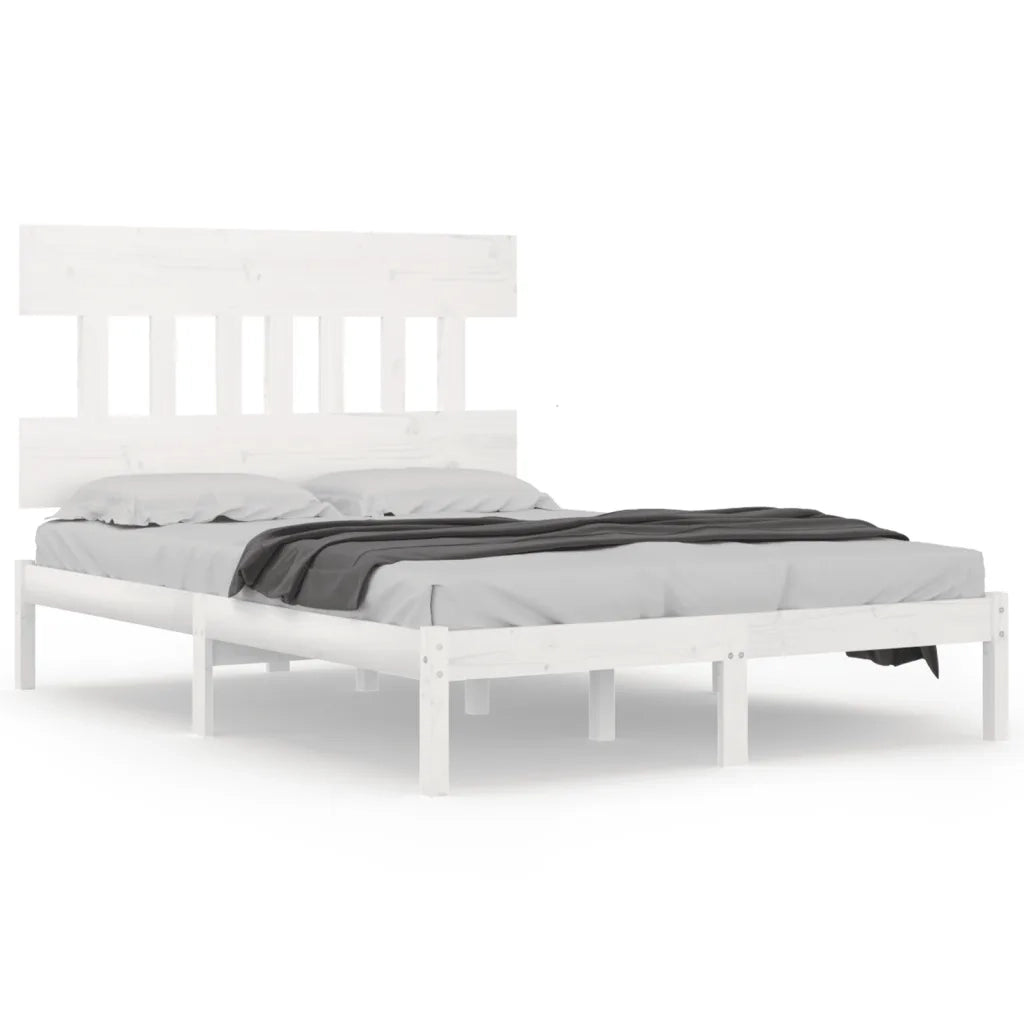 Giroletto-Struttura Letto Bianco in Legno Massello 200x200 cm 811956