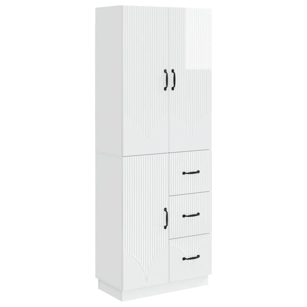 Set di armadi 2 pcs Bianco Lucido Legno ingegnerizzato