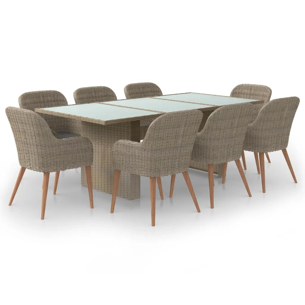 Set da Pranzo da Giardino 9 pz in Polyrattan Marrone 3059487