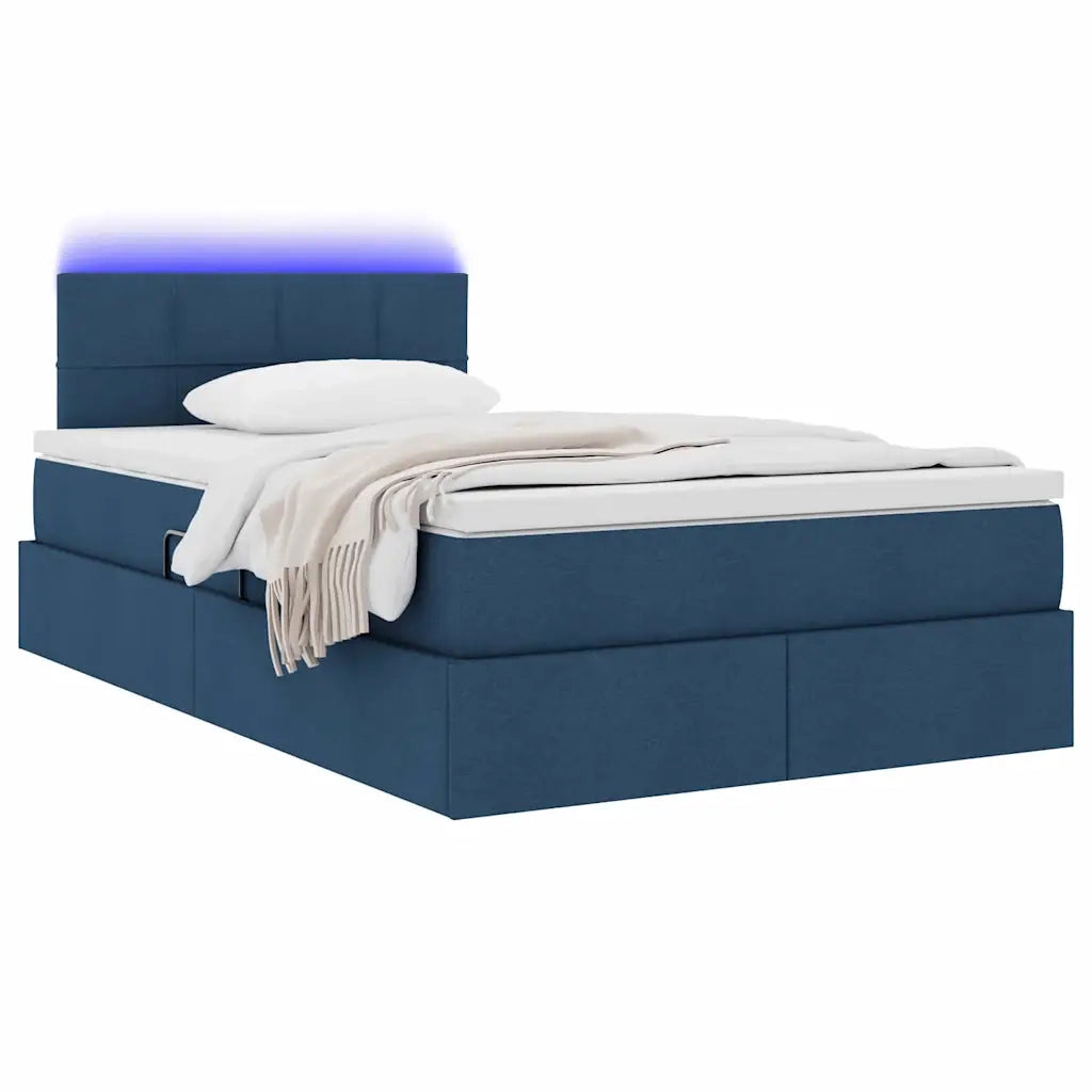 Letto con contenitore LED e materasso Blu 120 x 200 cm Tessuto