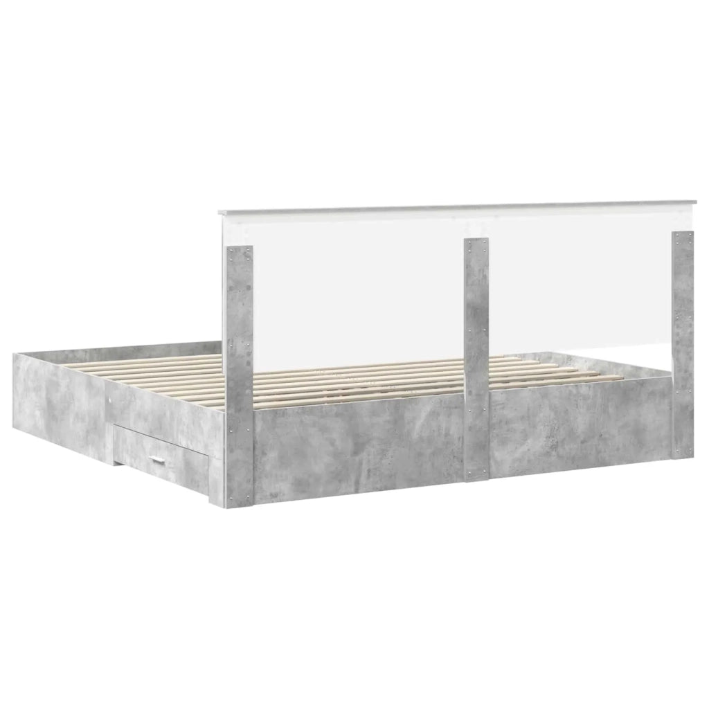 Struttura del letto con testiera Grigio cemento 180 x 200 cm