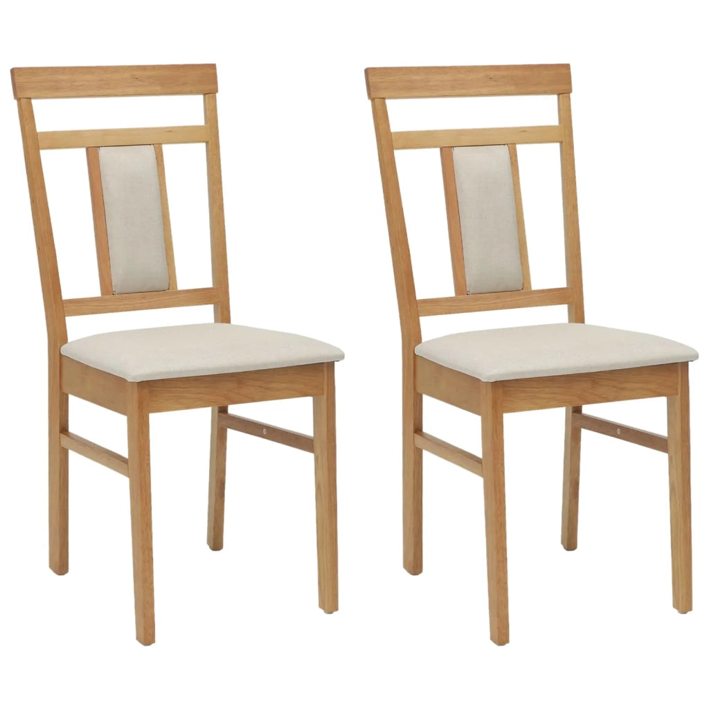 Sedia da pranzo 2 pcs Naturale e chiaro Legno di gomma solido 42020503