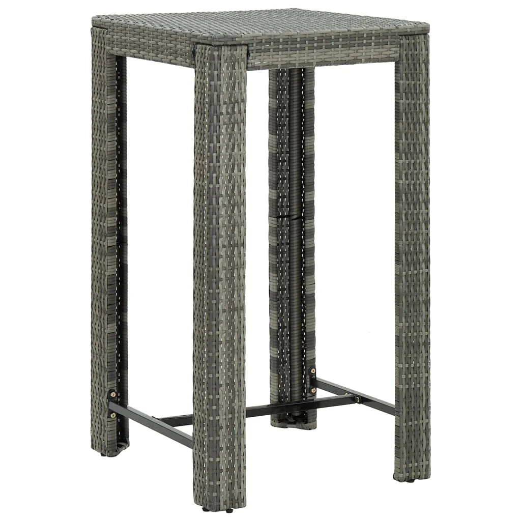 Set bar da giardino 5 pezzi con braccioli in resina intrecciata grigia 02_0014485
