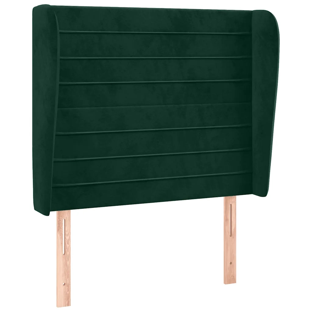Testiera ad Orecchio-Testata con Orecchie Verde Scuro 83x23x118/128 cm in Velluto 364386
