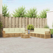 Set di divani da esterno 9 pcs Bianco e Crema 59 x 59 x 37 cm