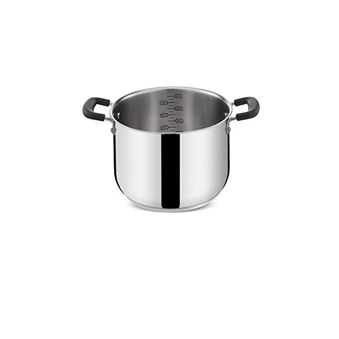 Lagostina 010717020422 Pratica Pentola Alta 22 cm Acciaio Inox 18-10 Fondo Lagoseal Plus a Tre Strati Adatta a Tutti i Piani di Cottura inclusa Induzione Maniglie in Silicone Soft Touch Lavabile in Lavastoviglie colore Acciaio Lucido