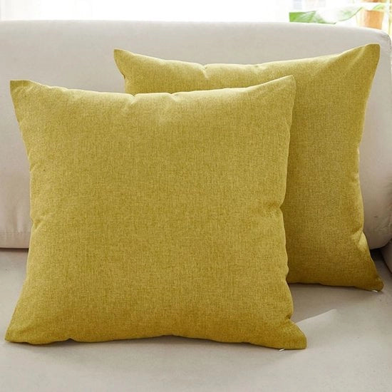 Set di cuscini per divani - Lotto da 2 - Cuscini di lino fine - Cuscini di comfort per divani - Cuscini decorativi moderni - Per divani Sala soggiorno Terrazza - 55x55cm - Giallo