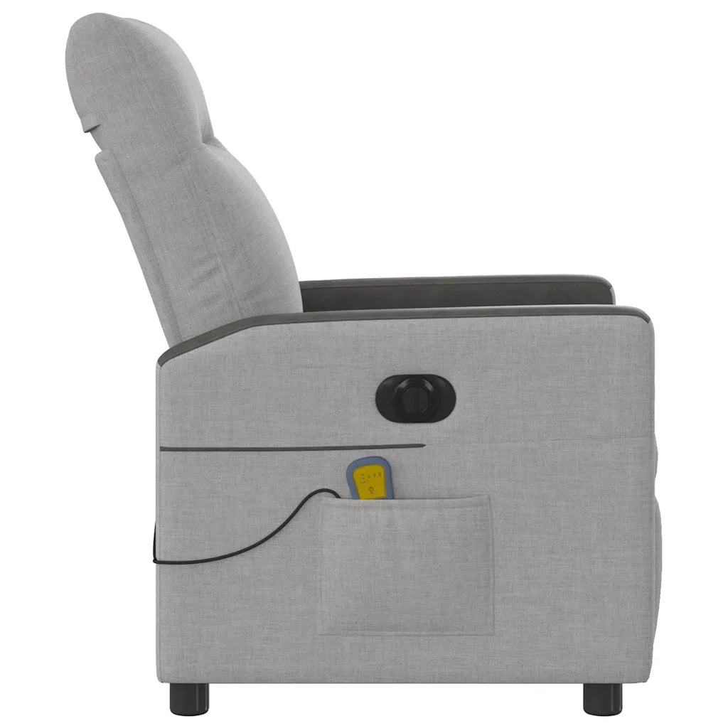 Divano Sedia-Poltrona Reclinabile Massaggio Elettrica Grigio Nuvola Tessuto 394125