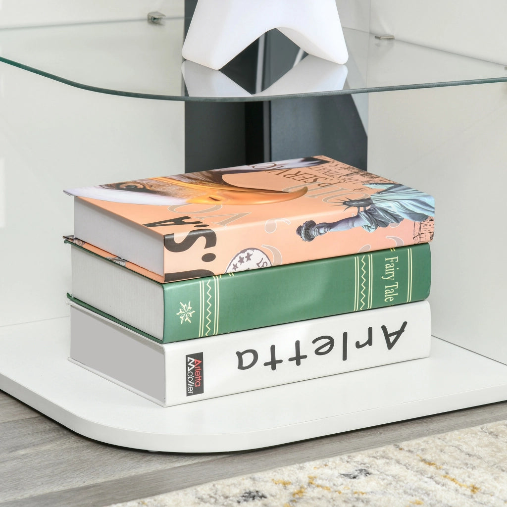 Tavolino da caff¨¨ moderno con ripiano in vetro ¨C zephmum ¨C 40x40x56 cm bianco