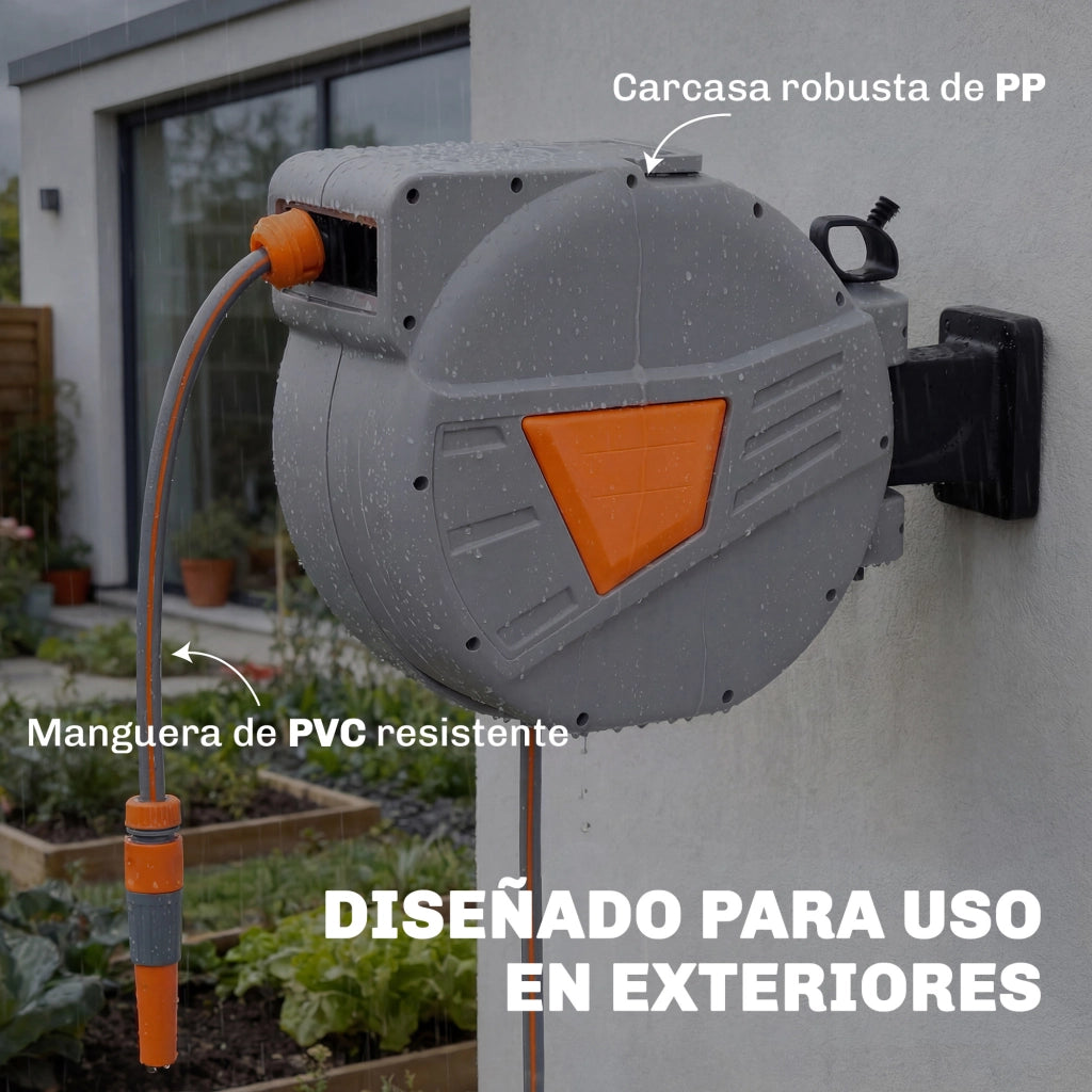 Avvolgitubo per Irrigazione 30+2 m ¨C zephmum ¨C 2 Bocchetti, Supporto Arancione