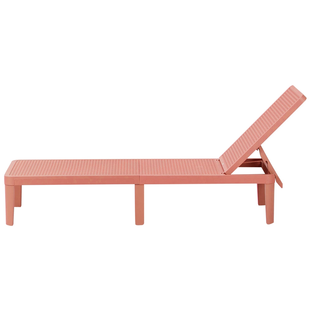 Sdraio da giardino rosso Materiale sintetico Reclinabile Moderno Schienale regolabile Resistente alla ruggine Senza braccioli