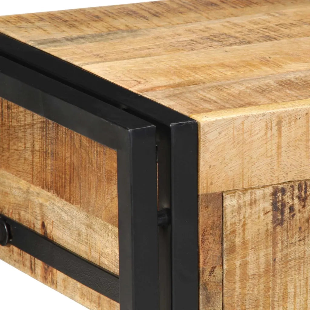 Comodino | Armadio da Notte | Mobiletto da notte 40x35x50 cm in Legno Grezzo Massello di Mango