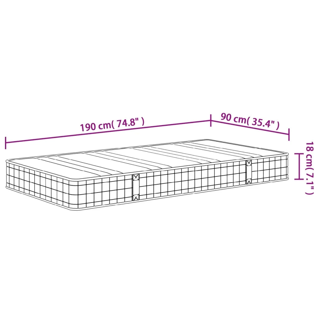Materasso a Molle-Materasso per letto Bonnel Medio 90x190 cm Single Size 828143