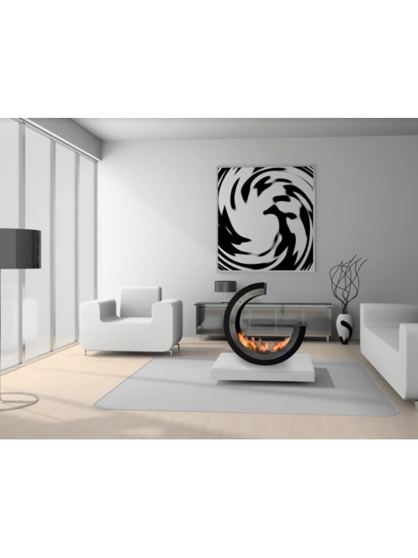 ERTA C - Biocamino da pavimento freestanding colore Nero