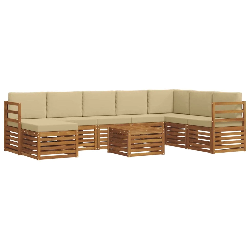 Set divano sezionale con cuscino 9 pcs Naturale e Beige 3375313