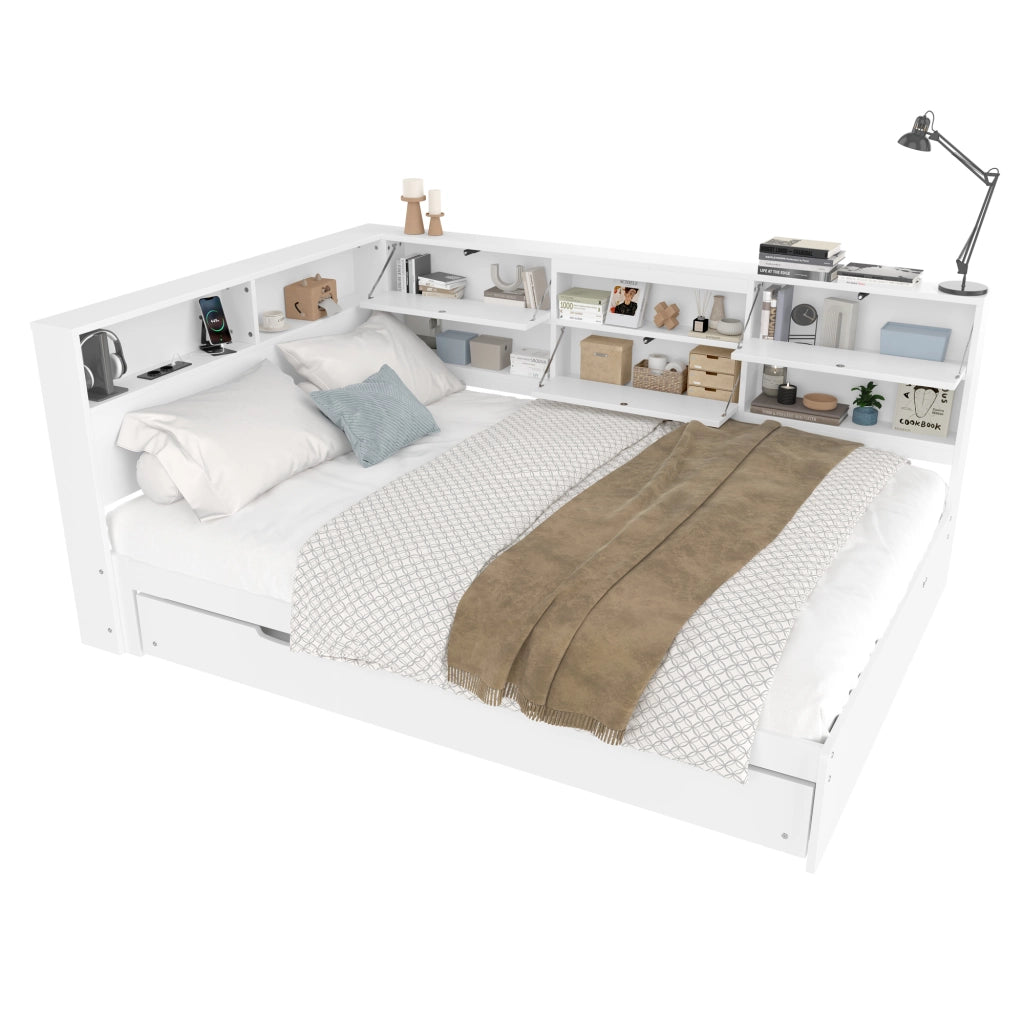 Daybett con funzione divano letto in pino bianco 140x200 cm