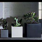 Vaso quadrato Cubo Fenice in resina da 85cm Bianco