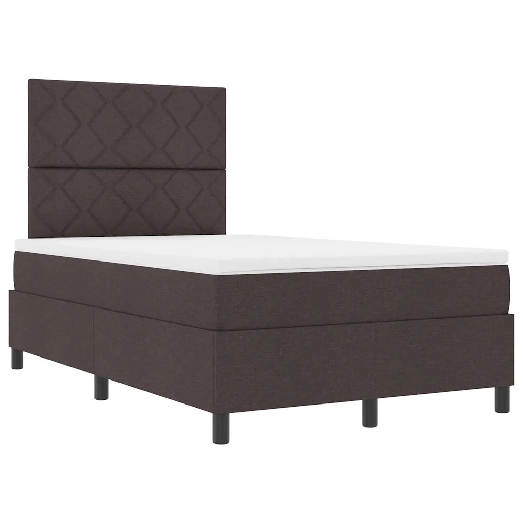 Letto a molle con materasso Marrone scuro 120 x 200 cm Tessuto