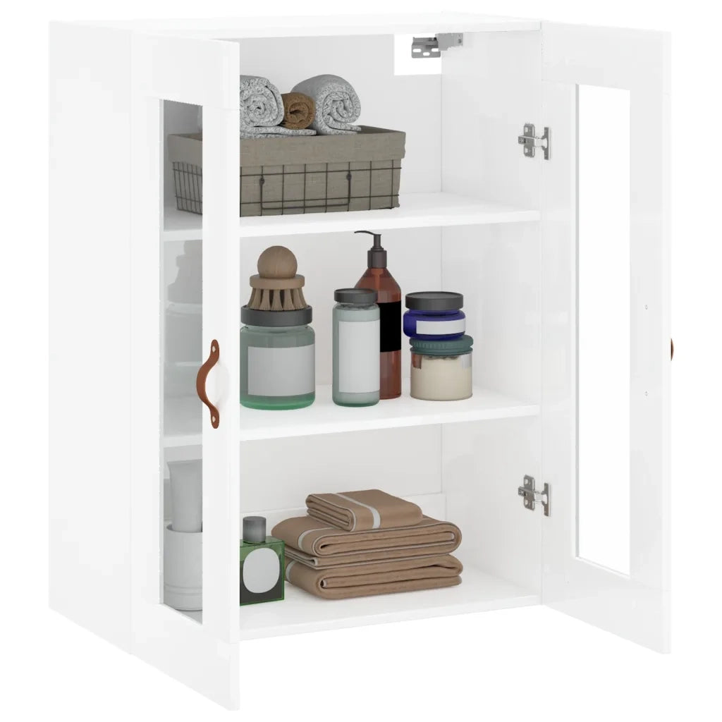Mobile a Parete Bianco Lucido 69,5x34x90 cm 828454