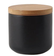 Cassetto di conservazione ceramica - stile nordico - 1 unità - nero opaco - ceramica con coperchio in legno