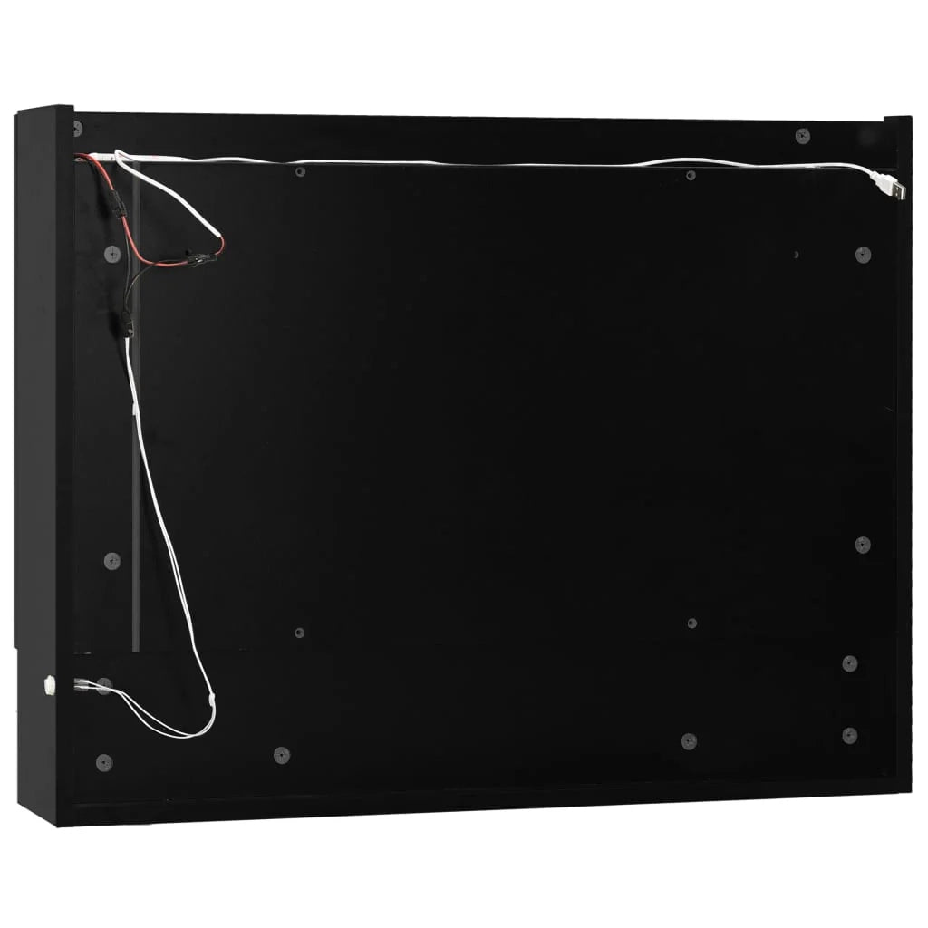 Mobiletto a specchio da bagno a LED 80 x 15 x 60 cm MDF nero 02_0006734