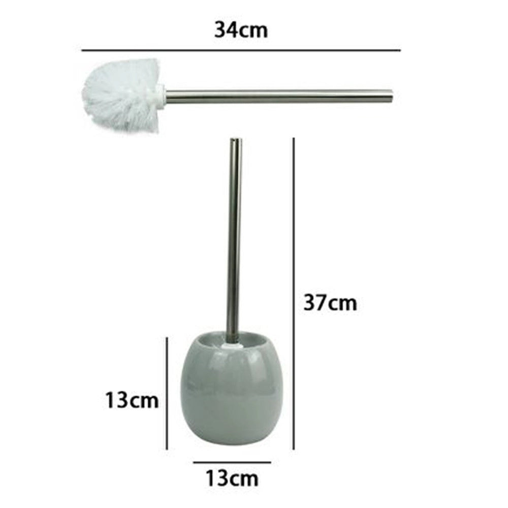 Trade Shop - Portascopino In Ceramica Grigio Con Scopino Moderno Accessori Arredo Bagno 79255 -