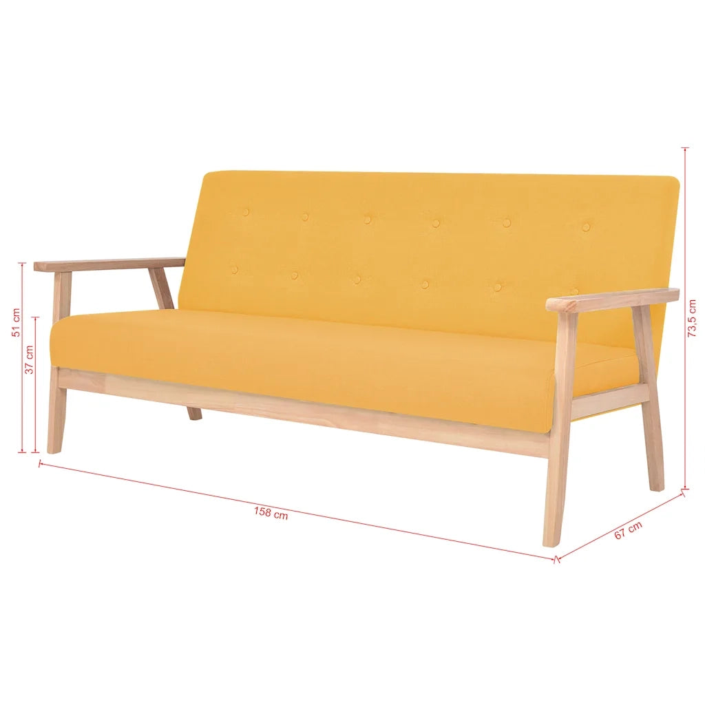 Divano a 3 Posti in Tessuto Giallo cod mxl 24366