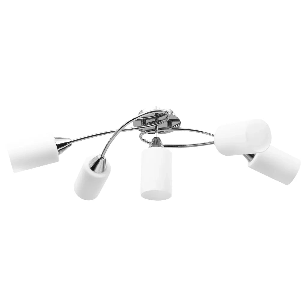 Lampadario Paralumi in Ceramica 5 Lampadine E14 Bianco a Cono cod mxl 62763