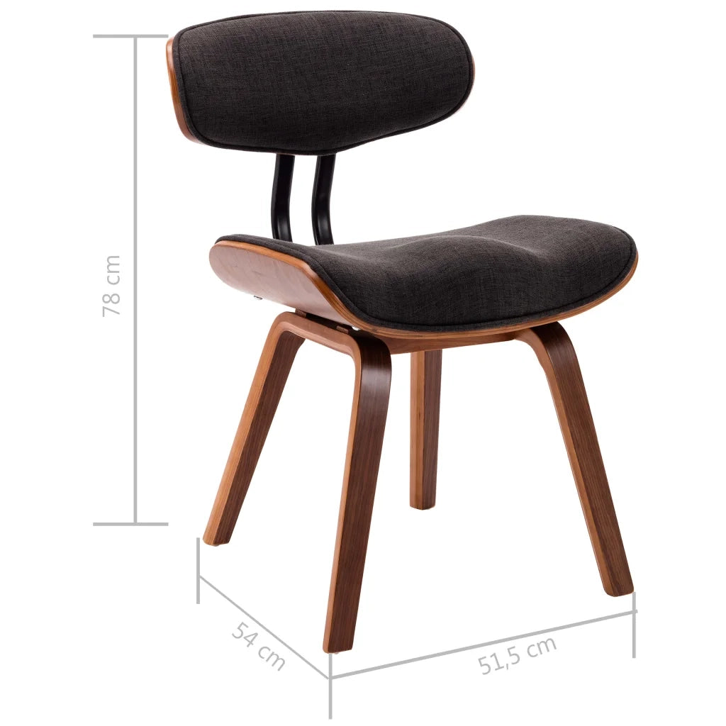 Sedie da Pranzo 2 pz Legno Curvato e Tessuto Grigio 283123