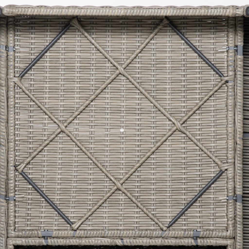 Set Salotto da Giardino Divano 2 Poltrone e Tavolino in Rattan Polietilene Cachi e Beige