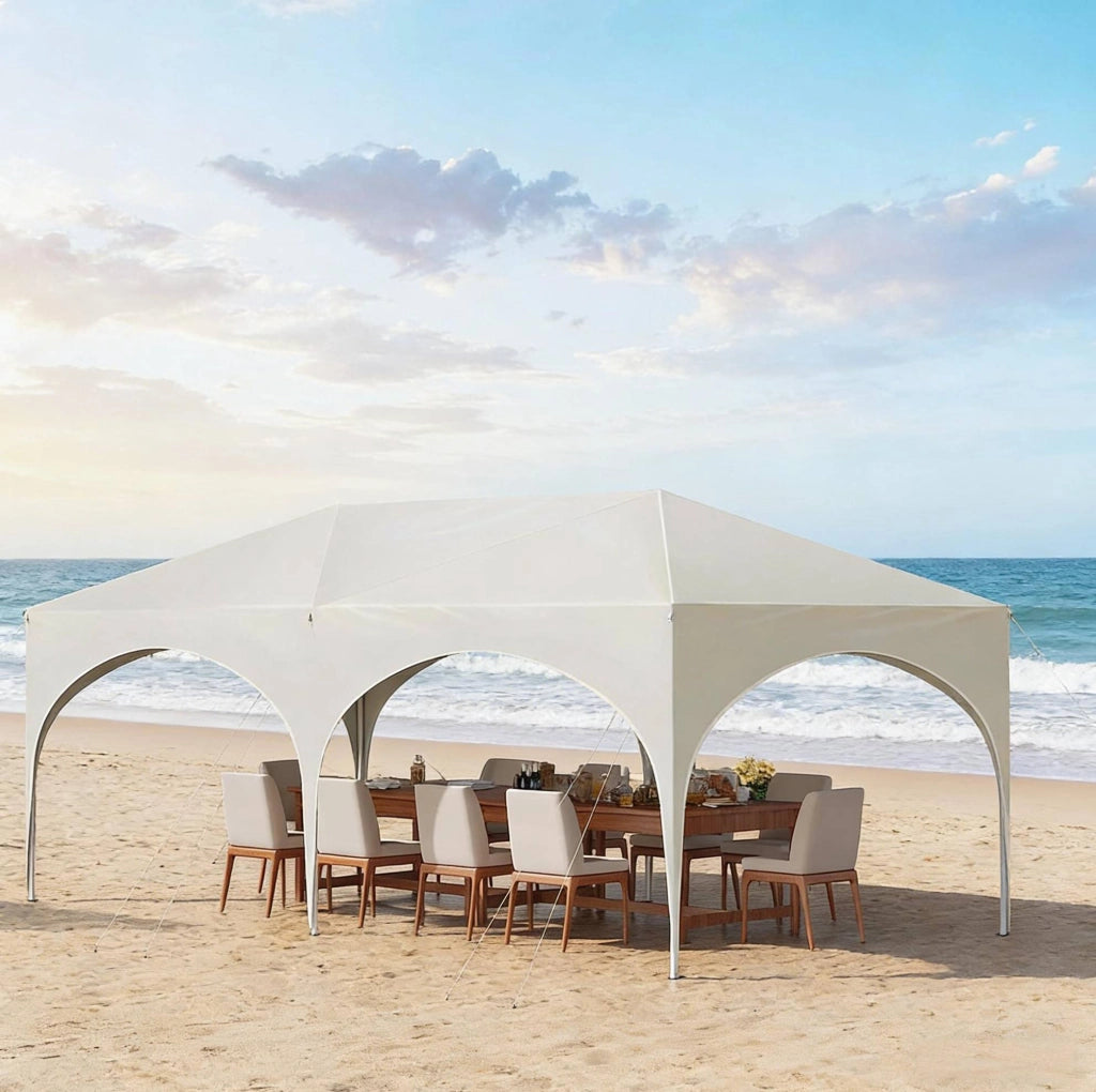 Gazebo pieghevole 3 x 6 m con pareti laterali beige