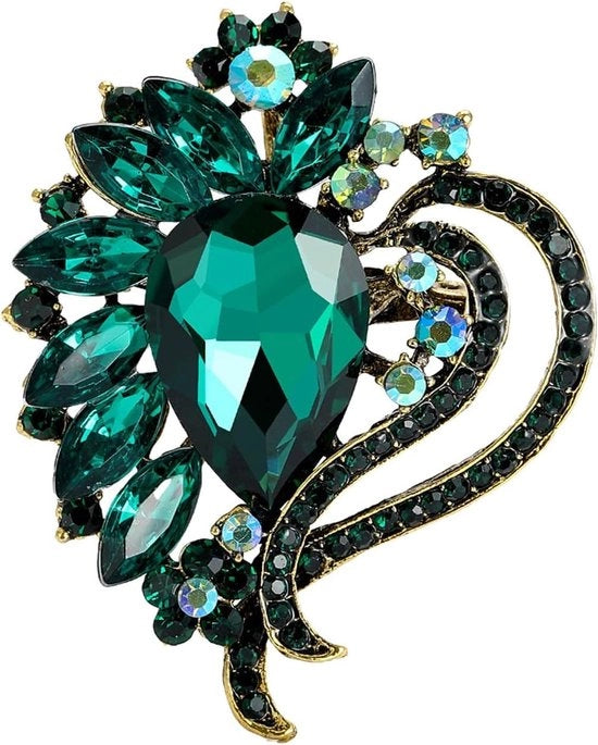Broches a forma di cuore in Cubic Zirconia Vintage - Spille con strass per uomini e donne